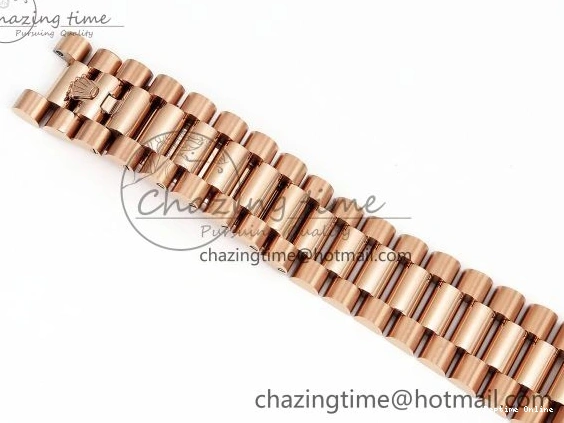 0125 SunProtective Day Date 40 RG JDF 904L Steel Brown Textured Stick Dial on President Bracelet VR3255 V3 (Gain Weight) 1359